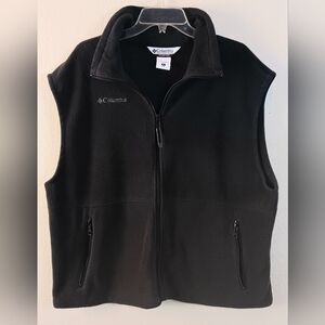 COLUMBIA Full Zip Sherpa Fleece Vest XL Black Pockets Outdoor Fall